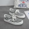 Douchuan Retro Canvas Checkerboard Low-Top Sneakers for Women and Couples