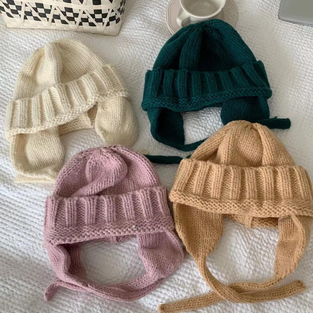 Knitting Knitted Trapper Hat Elastic Outdoor Warmer Knitted Hats Fashion Knitted Wool Flying Hat