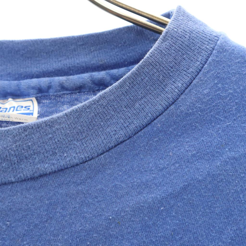 HANES 80-е 90-е Сделано в США Старая футболка с коротким рукавом L Синяя BEEFY-T Мужская Б/У