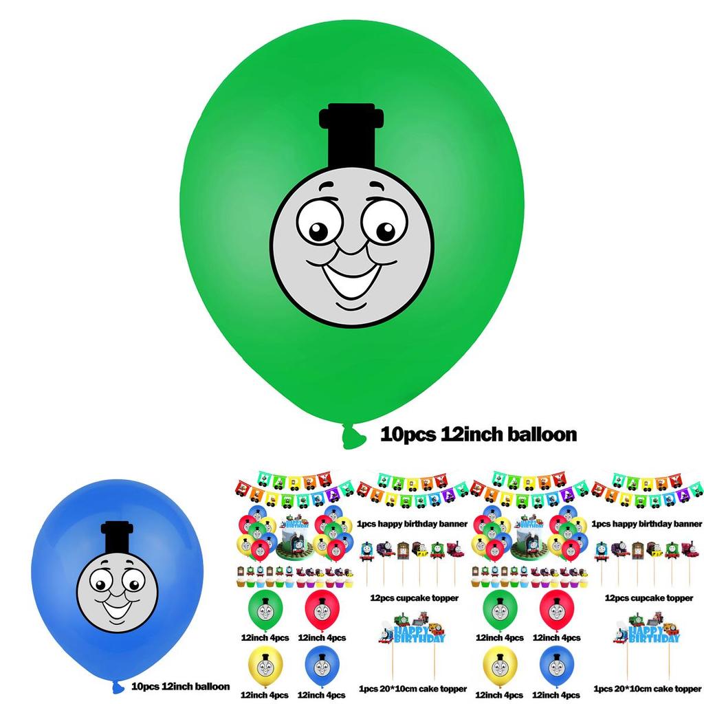 Festive Thomas Theme Birthday Party Supplies For Kids With Balloons And Banner