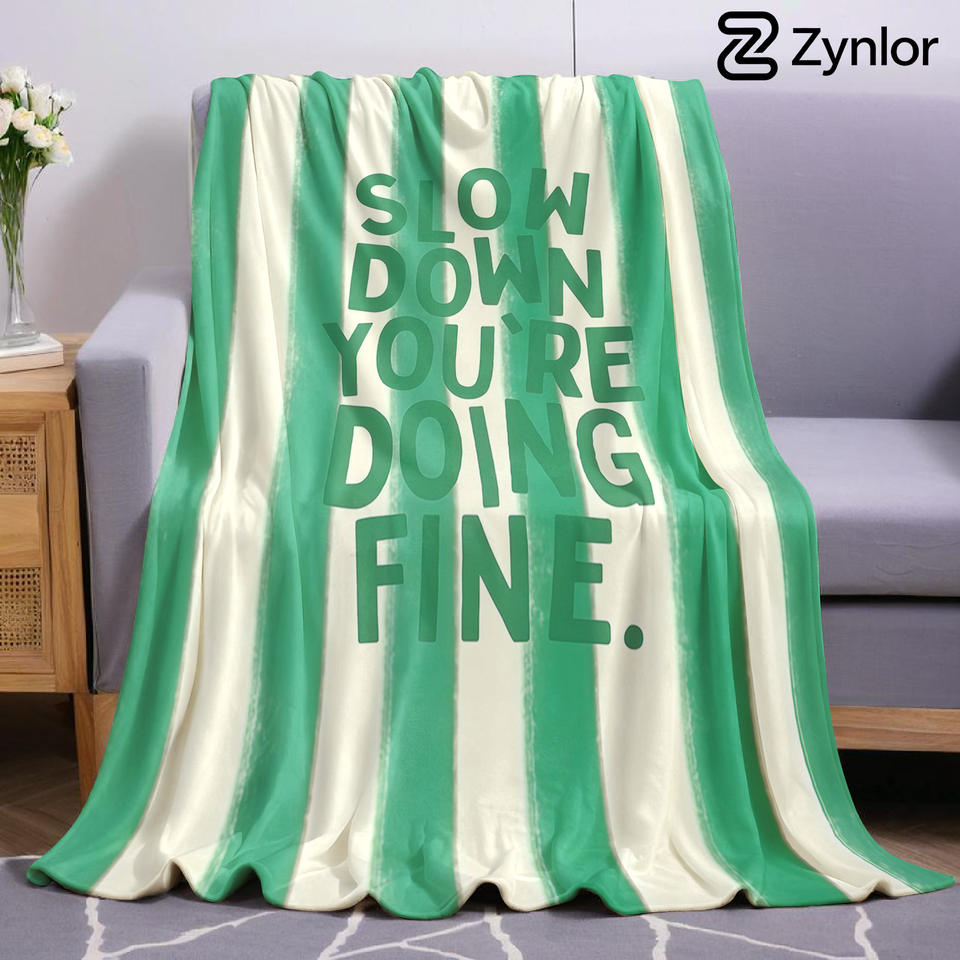 Green Stripes Positive Quote Ultra Soft Sherpa Fleece Blanket Fluffy Warm Halloween Cozy Throw for Sofa Couch Bedroom All season