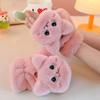 Cute Cat Rabbit Fur Knit Mittens Plush Thick Warm Thick Gloves Women Girls Plush Fingerless Glove