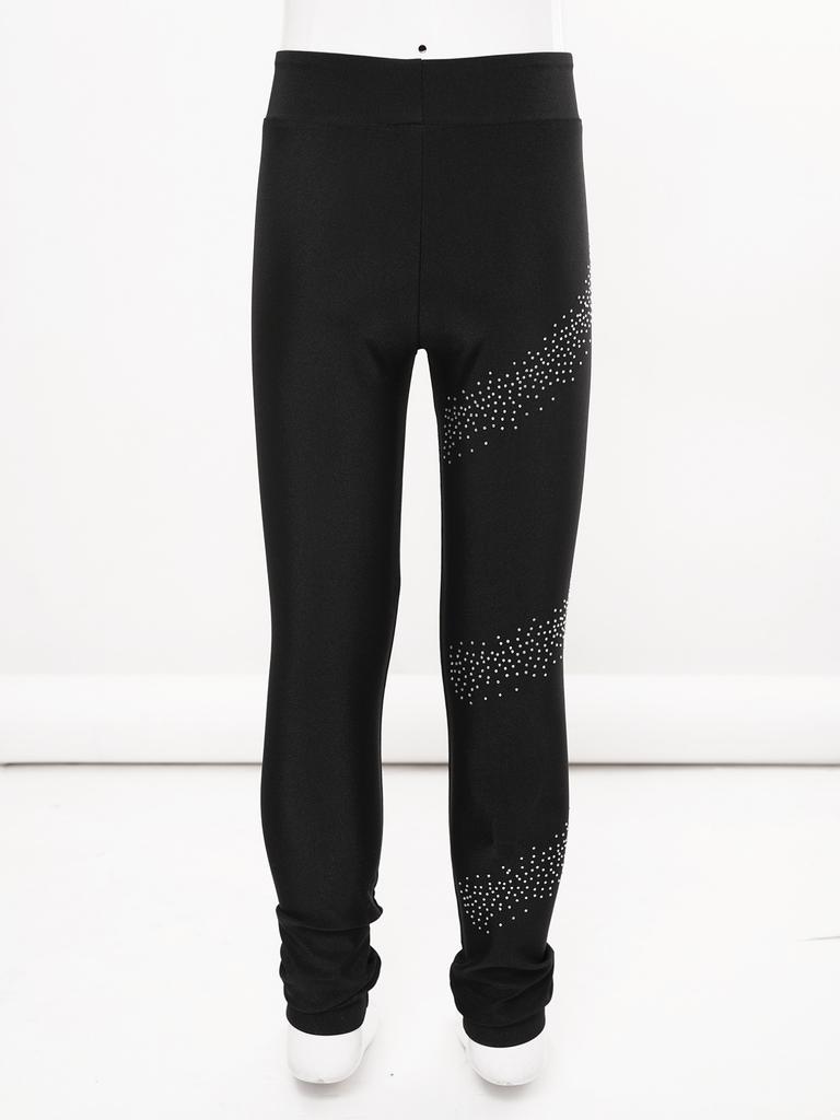 Girls' Figure Ice Skating Trousers Glitter Rhinestones Leggings Children's Stretch Sports Leggings Ballet Dance Tights