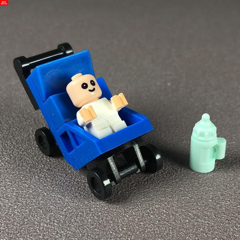 MOC Кубики Детская коляска люлька для младенцев подставка для бутылочки Обучающие Строительные Блоки Игрушки для Детей Девочек Подарок