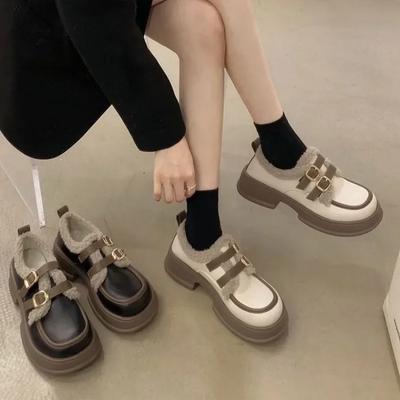 Круглый носок, большой размер, теплый, элегантный, со средним каблуком, женские зимние ботинки, демисезонная мягкая зимняя обувь, новая женская обувь Rock