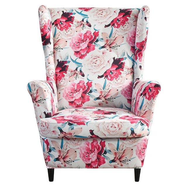 Чехол на спинку стула с наклонной подлокотником и принтом, эластичный чехол на кресло, крыло, спинка дивана, растягивающийся протектор, домашний декор