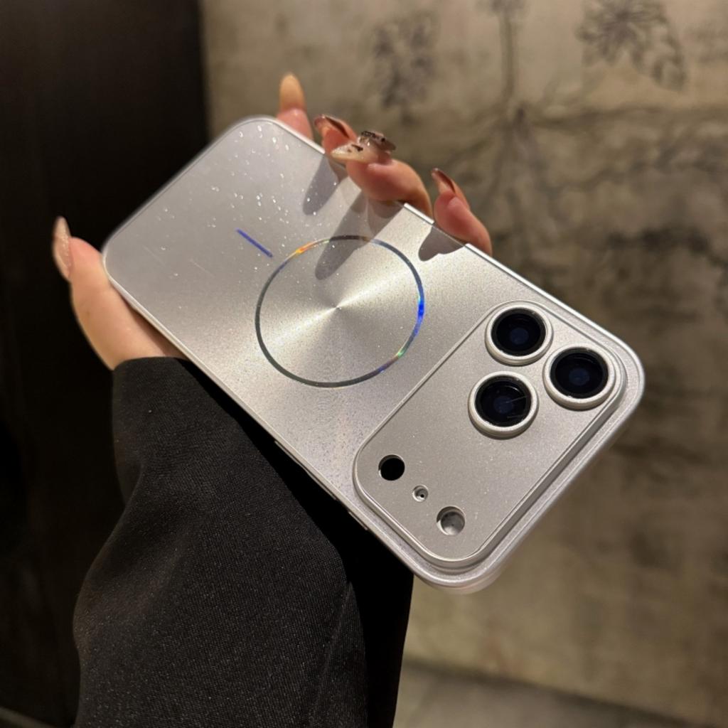 Лазерный блеск с текстурой CD Для чехла-подставки для линз Magsafe Для iPhone Air 17 16 15 14 13 12 11 Pro Max Крышка-держатель для беспроводной зарядки