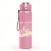 1PC Faint pale band text sketch print 750ml colorful plastic sports water bottle leakproof pop up lid with straw for outdoor work home use