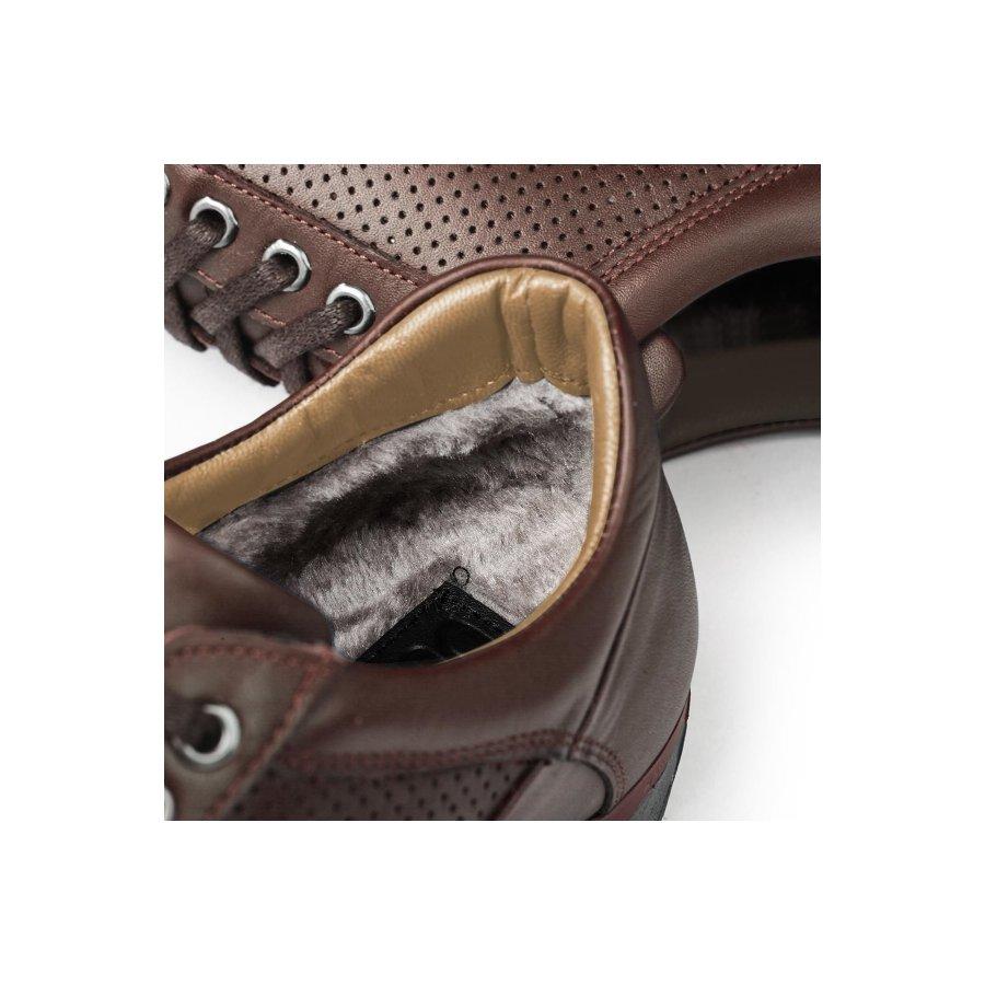 Мужские зимние повседневные кроссовки из натуральной кожи с плюшевой подкладкой