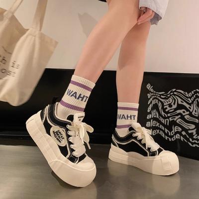 Туфли-облака "Ziyan"~ весенние новые на толстой подошве с круглым носком, нишевый дизайн Xiaoxiang, парусиновые повседневные кеды для женщин