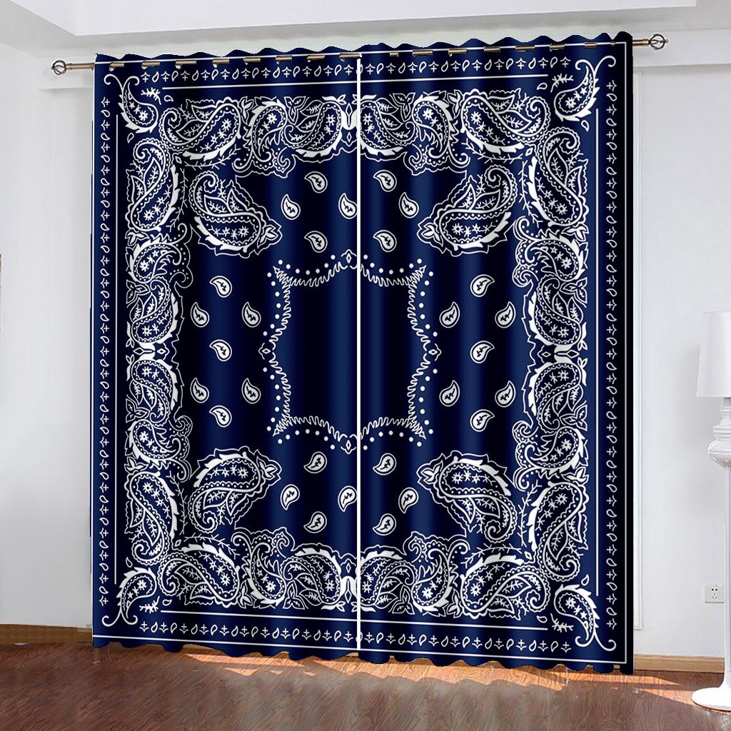 2 шт. шторы в стиле бохо с синим, золотым, желтым цветочным декором для спальни, гостиной, кухни, балкона, оконного жалюзи, декор для затенения