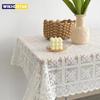 Beige Square Lace Openwork Tablecloth Retro European Embroidery Table Linen Wedding Party Garden Home Decoration