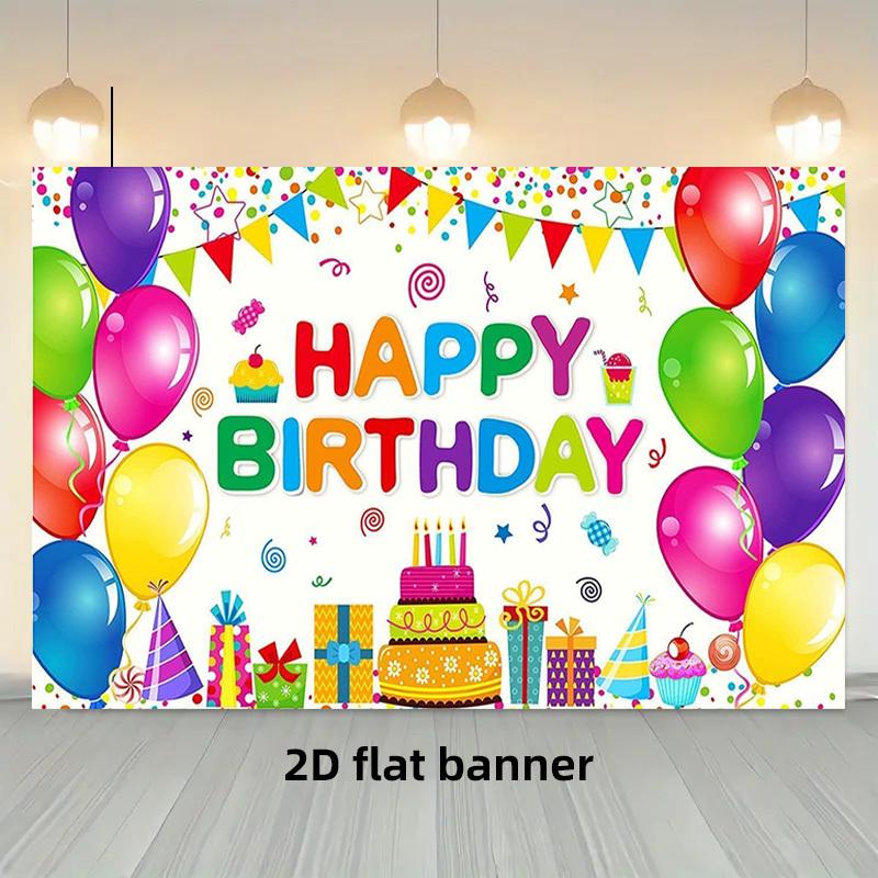 2D flat design, 1 birthday party pattern banner, suitable for living room, bedroom and office