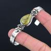 Gift For Her Natural Polychrome Jasper Bangle Flower Adjustable 925 Silver