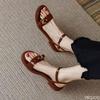 Новые женские роскошные сандалии на плоской подошве с узкими ремешками и ремешком с пряжкой, на широком каблуке и платформе, удобная женская обувь, летняя повседневная минималистичная обувь