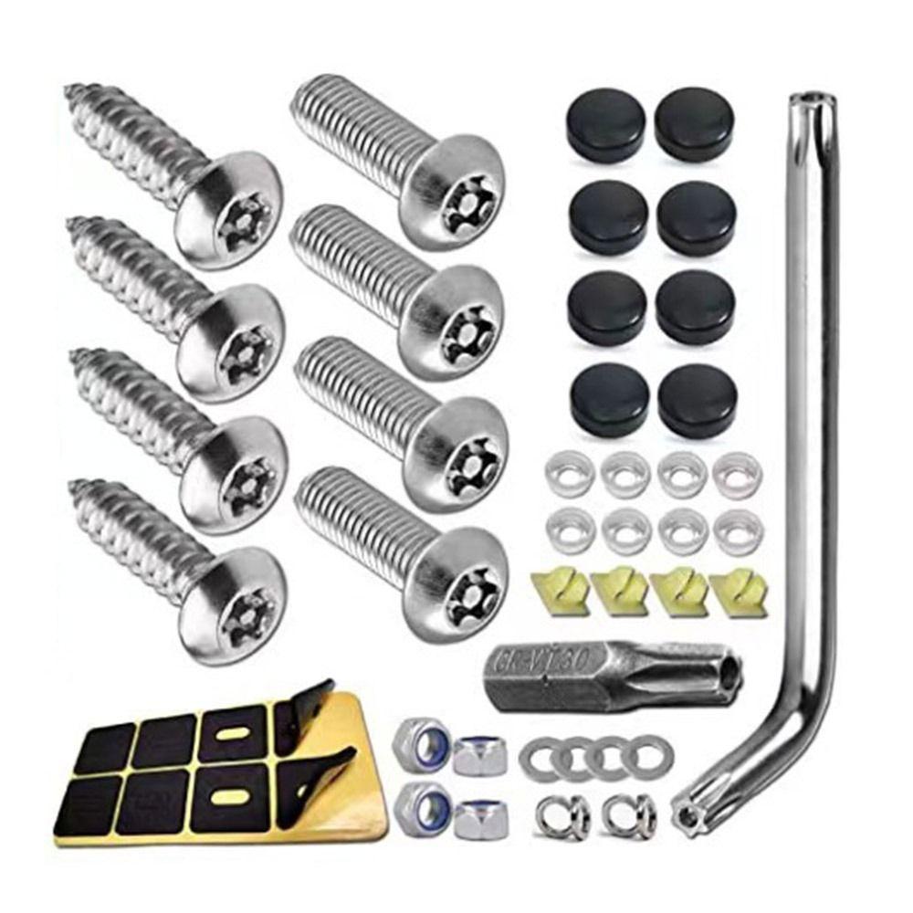 Набор винтов для номерного знака автомобиля из нержавеющей стали, самонарезающие винты с защитой от кражи, прочные крепежные элементы, гайки