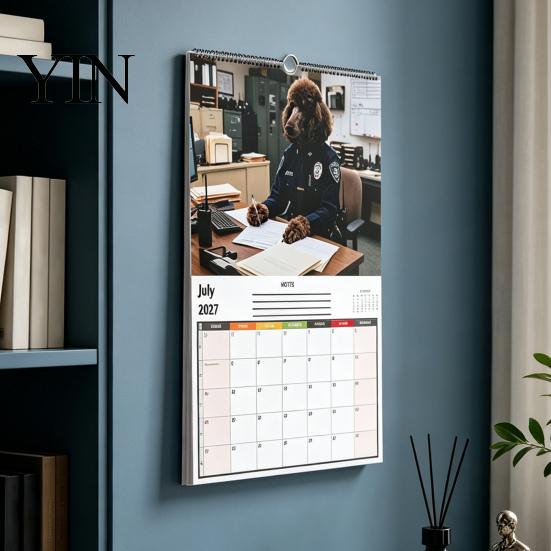 Practical Schedule Management 2027 Funny Dog Working Wall Calendar, Jan. 2027-Dec. 12 x Cute Animal Hanging 8 Inch Monthly Planner with Puppy
