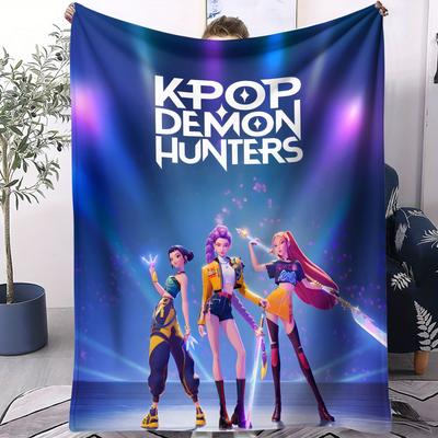 K-Pop Охотники на демонов Аниме Фланелевое одеяло Мягкий флисовый плед для спальни дивана улицы путешествий Подарок для фанаток Декоративное для ежедневного использования