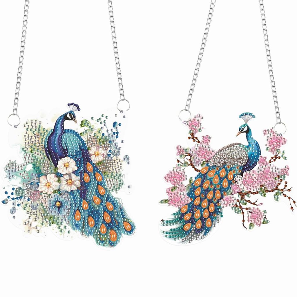 2pcs Animal 2D/Flat DIY Special Shape Rhinestone Diamond Art Window Pendants Diamond Painting Set DIY Home Decor Hanging Charm