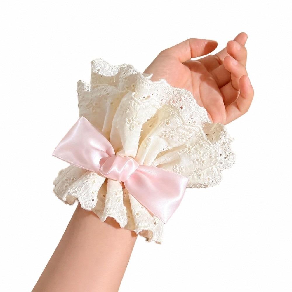 1PC Bowknot Cosplay Wristband Ruffled Lace Gothic Style Bracelet New Fake Sleeve Gloves For Women