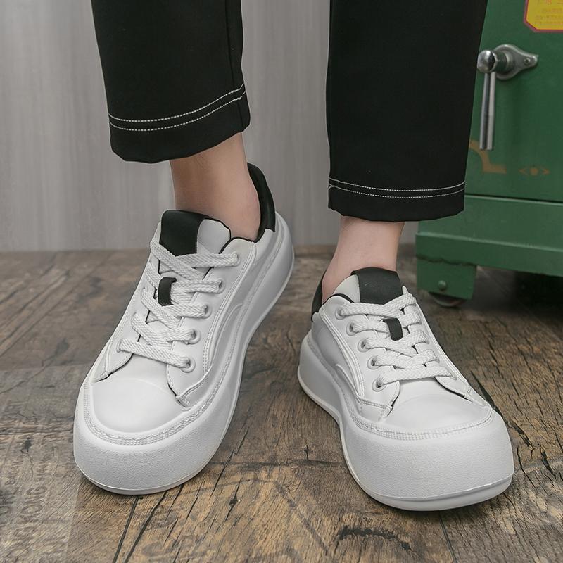 Модная классическая мужская повседневная обувь на шнуровке с толстой подошвой 2025 года с круглым носком, противоскользящая и универсальная обувь для ходьбы