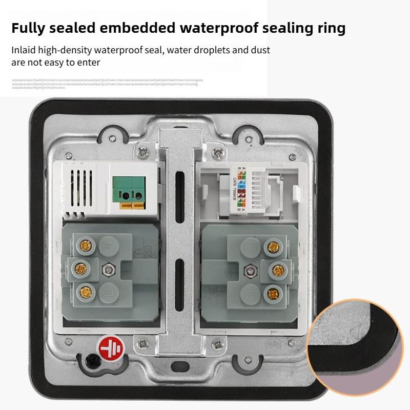 13A Three Hole Charging Power Socket Household Waterproof Ground Socket Multi Functional Embedded Socket