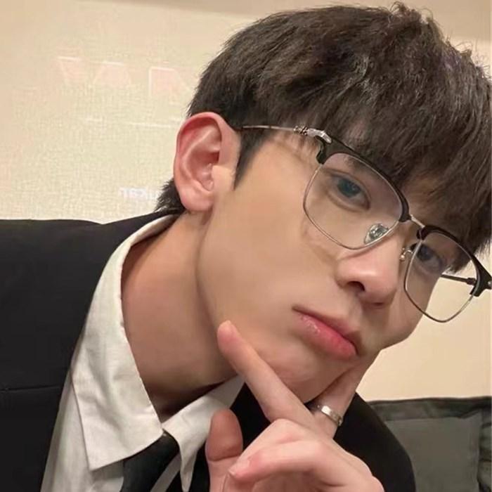 Модные мужские деловые очки с полуоправой для бровей, ретро-квадратное анти-синее плоское зеркало, можно оснастить оправой для очков для близорукости