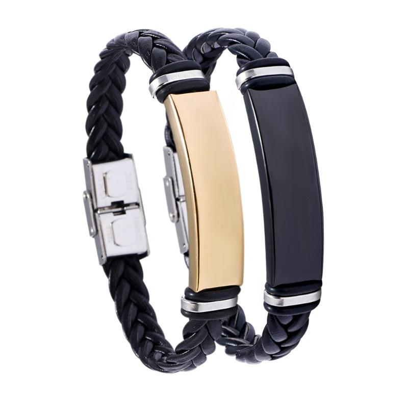 Beautiful jewelry braided stainless steel men bracelet casual glossy leather bracelet bracelet