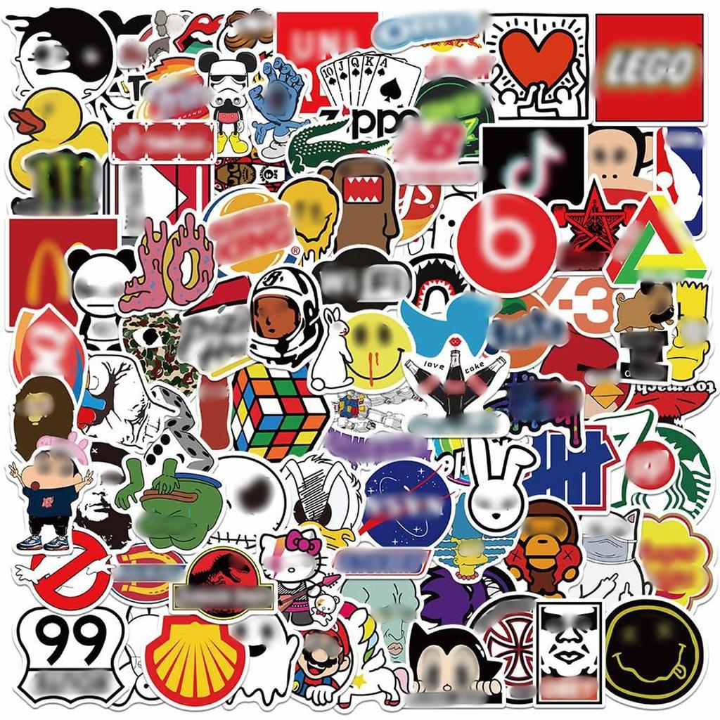 KRGNPLE 101 Sheets Waterproof Stickers Paper Notebook Bike Suitcase Stickers Helmet Laptop Waterproof Cute Doodle Stickers