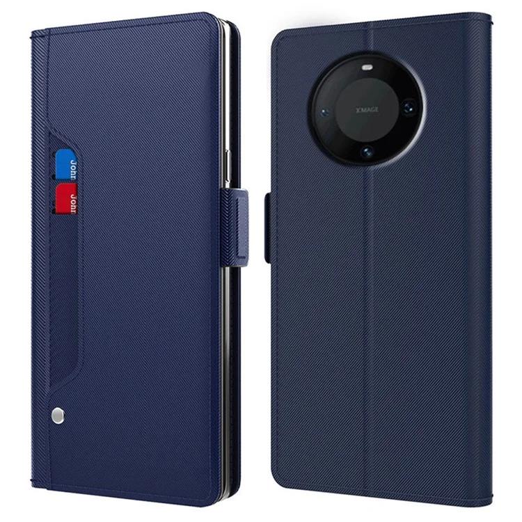 Для Huawei Mate 60 Слот для карт Зеркальный дизайн Чехол из искусственной кожи Подставка для громкой связи Защитный чехол для телефона