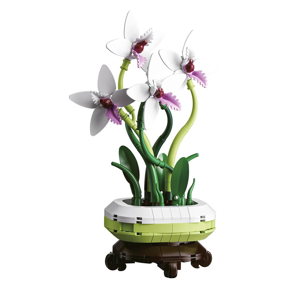 Букет цветов Слива Хризантема Бамбук Модель комнатного растения Домашний дисплей Строительные блоки Кирпичики Кирпичики Детские игрушки