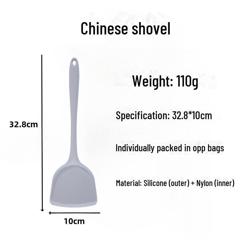 Силиконовая лопатка, устойчивая к высоким температурам, для приготовления и жарки - кухонная утварь с антипригарным покрытием