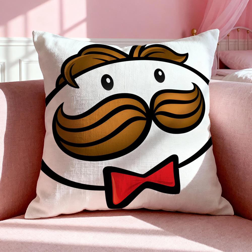 Snack PPringles Cushion Cover Breathable Linen Pillowcase Summer Odorless EcoFriendly Invisible Zipper Washable