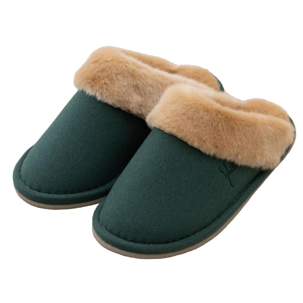Sybilla Sonia Size M Boa Senko 72866 Slippers, (Approx. 22-24cm), Green, Washable, Stylish, Cute, Warm, Cold-Proof, Fabric,