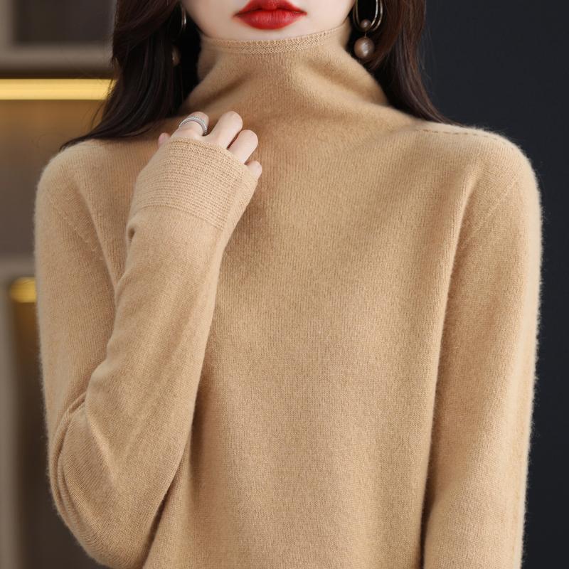 Женский свитер с высоким воротником, кашемир Цинхэ, 30% кашемир, 70% шерсть, зимний вязаный пуловер, осенний свитер, кашемировый свитер