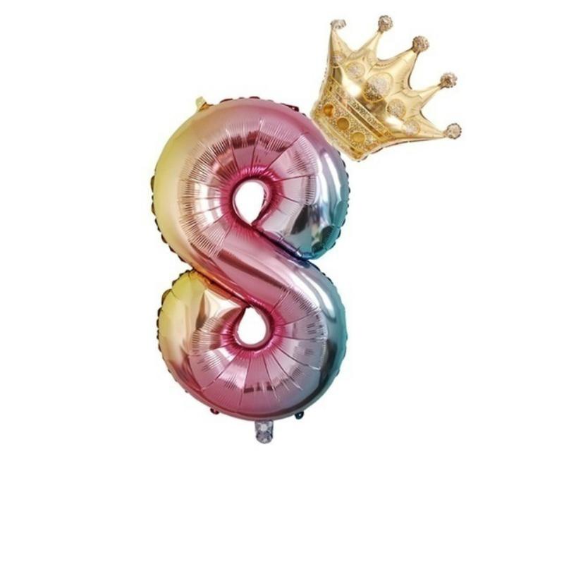 32-дюймовый градиентный шар из алюминиевой фольги 12-дюймовый коронный шар для украшения дня рождения цифровой радужный шар ADM