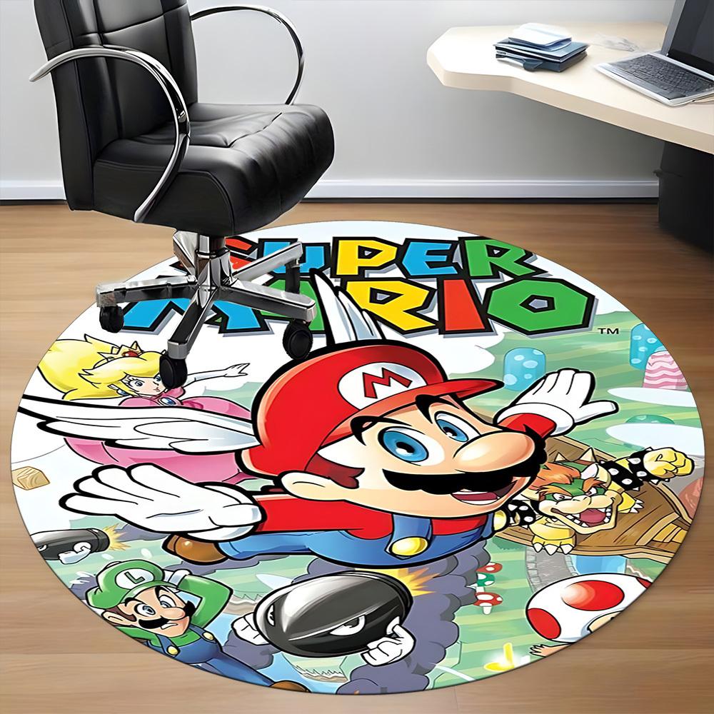 1pc Super Mario Bros. Office Round Area Rug, Under Office Chairs Bedroom Living Room Home Decor a1022284