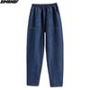 Plus Size Women Jeans Pants High Waist Loose Denim Female Elastic Waist 2021 Spring Basic Pockets Blue Trousers S-5XL