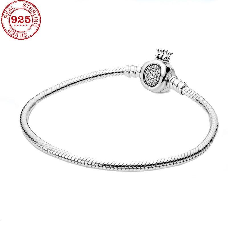 100% серебряный браслет 925 пробы с короной подходит для оригинального браслета с подвеской в виде змеи