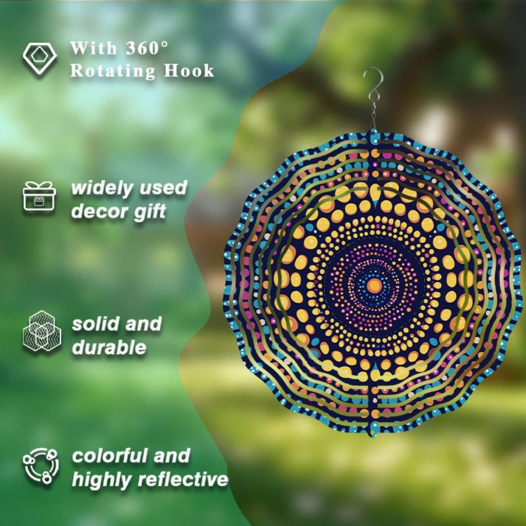 10-Inch Metal Wind Spinner | Multi-Color Reflective Garden Decor with 360° Rotating