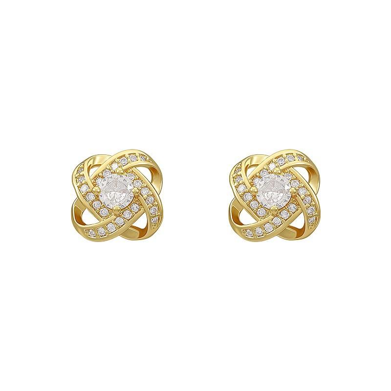 Серьги с четырьмя листочками клевера и цирконием для женщин S Pure Needle Niche Design Новые модные легкие роскошные серьги