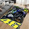 Sports Area Rug, Valentino Rossi 46 Movistar Yamaha Wheelie Monster Energy Blue Bike Print, Garage Decor, Non-Slip Mat