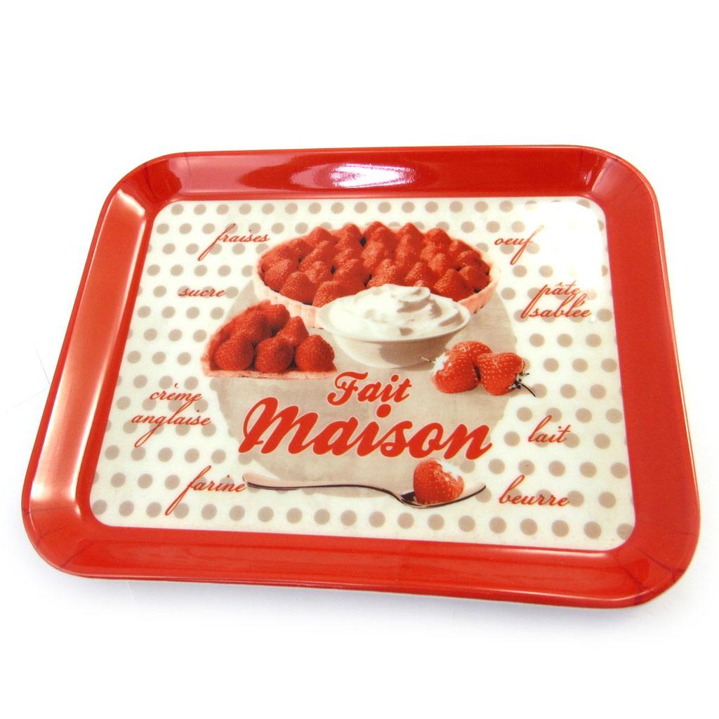 Les Trésors De Lily [M4899] - Поднос маленький 'Fait Maison' белый и красный (15х20 см)