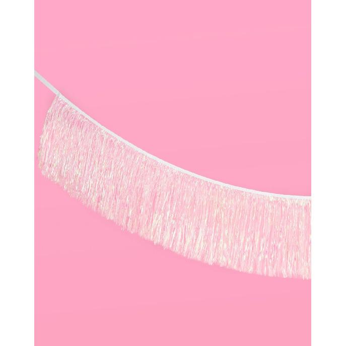 xo, Fetti White Iridescent Fringe Banner - 5 Ft. | Bachelorette Party Decorations, Birthday Party Decor, Baby Shower Supplies, Photo Booth Banner