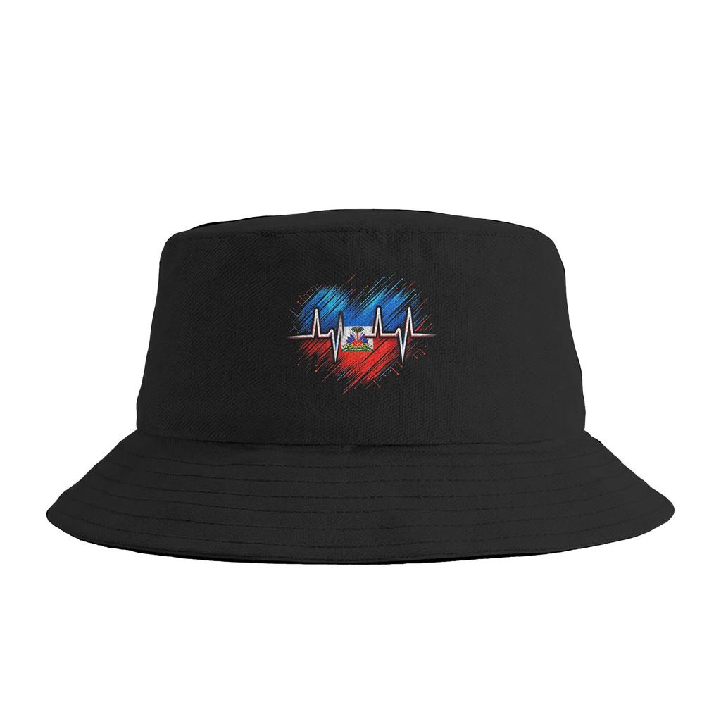 Happy Haitian Flag Day Cool Haiti Flag Map Haitian Pride Bucket Hat Summer Retro FisherUnisex Hats For Unisex Women Breathable Caps