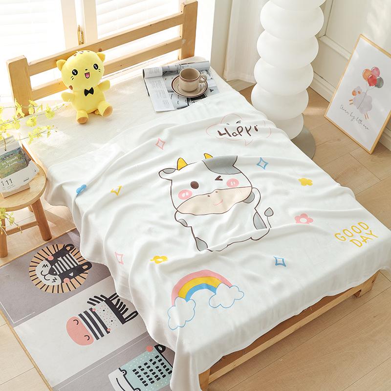 Double-layer Bamboo Cotton Infant Blanket, Children's Quilt, Thin Air-conditioning Summer Cool Quilt, Baby Bamboo Fiber Ice Silk Blanket