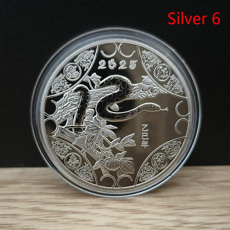 2025 Year Of The Snake Commemorative Coins Chinese Zodiac Medals 3D Relief Coins Collectibles Year Coins