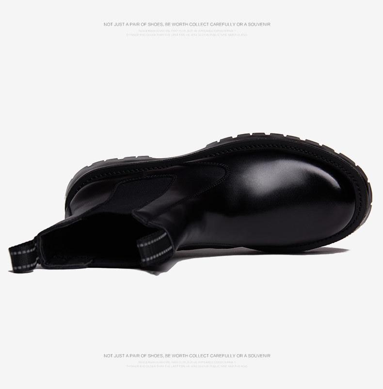 Мужские челси из черной кожи в британском стиле - Высокие, на толстой подошве, из мягкой кожи, универсальные для мотоциклетной, рабочей одежды в стиле Мартин.