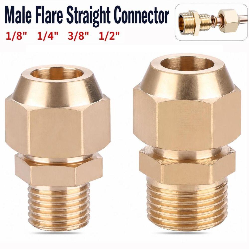 1/4" 3/8" 1/2" Male Thread Flare Adapter Brass Male Thread Connector Air Conditioning System