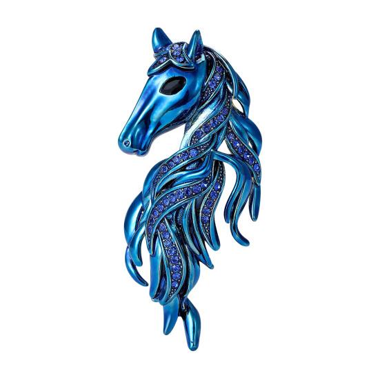 Horse Brooch Sparkling Rhinestones Inlaid Enamel Brooch Pin Clothes Hats Bags Badge Fashionable Accessory